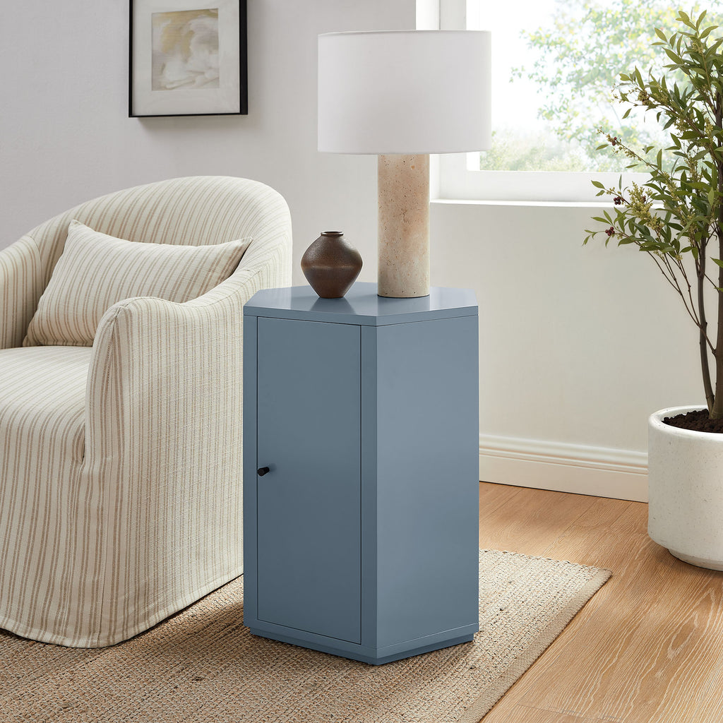 Kade Faceted Semi-Gloss Side Table - Stillwater Blue