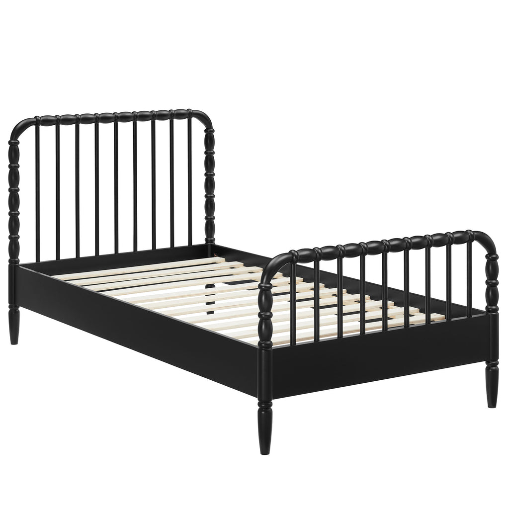 Arlette Twin Size Wood Spindle Bed Frame - Black