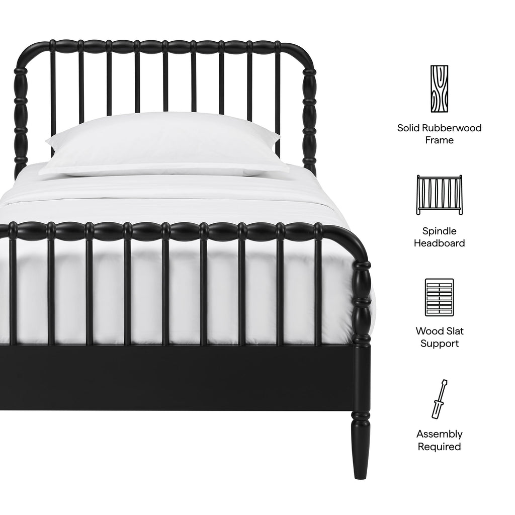 Arlette Twin Size Wood Spindle Bed Frame - Black