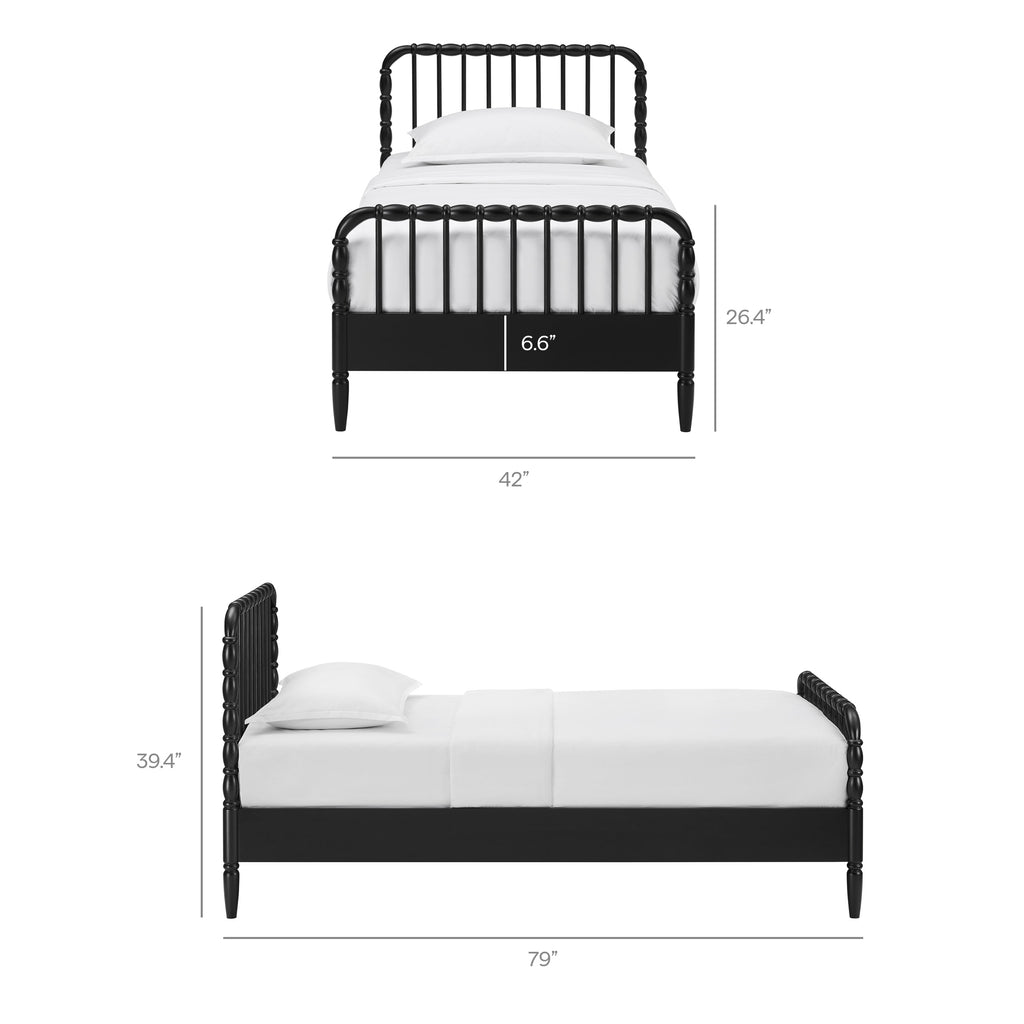 Arlette Twin Size Wood Spindle Bed Frame - Black
