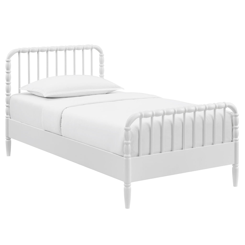 Arlette Twin Size Wood Spindle Bed Frame - White
