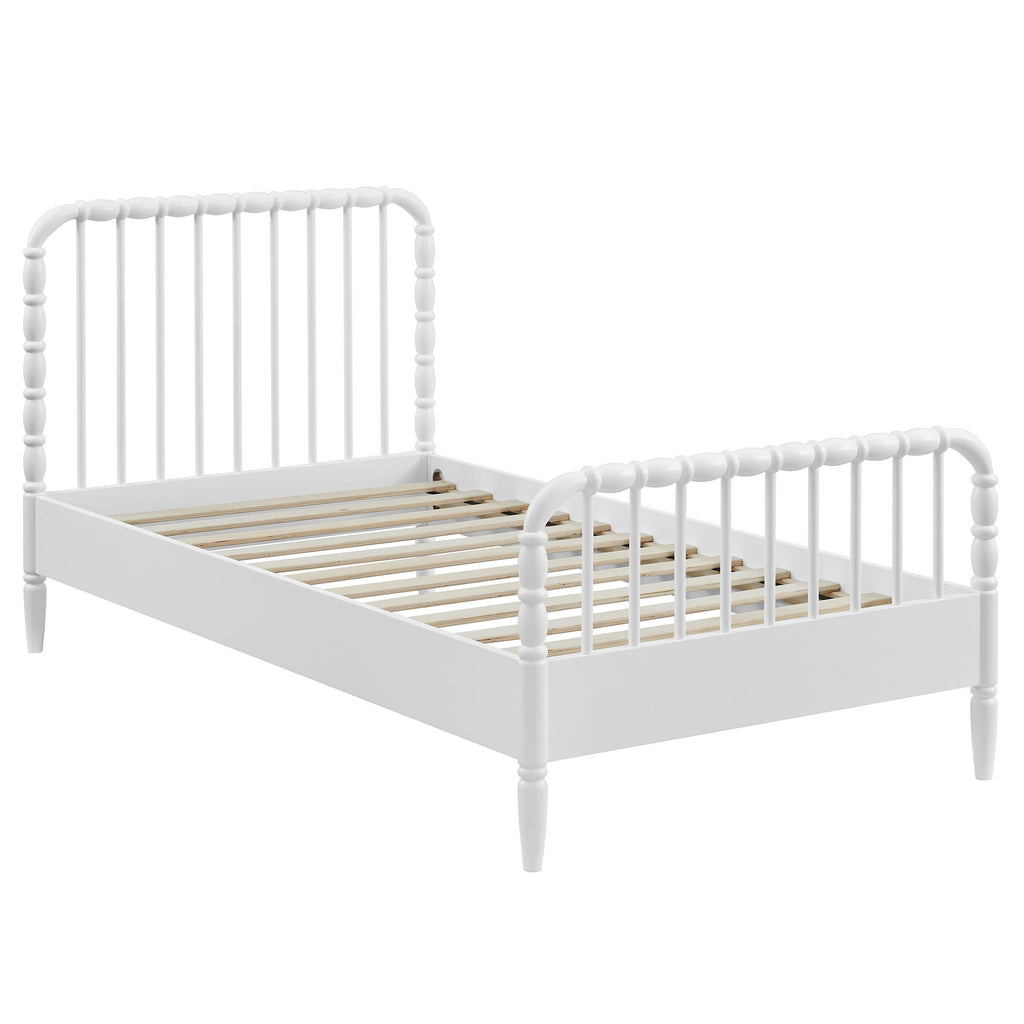 Arlette Twin Size Wood Spindle Bed Frame - White