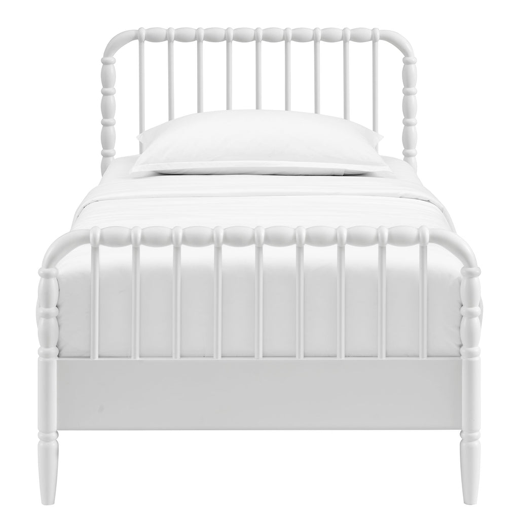 Arlette Twin Size Wood Spindle Bed Frame - White