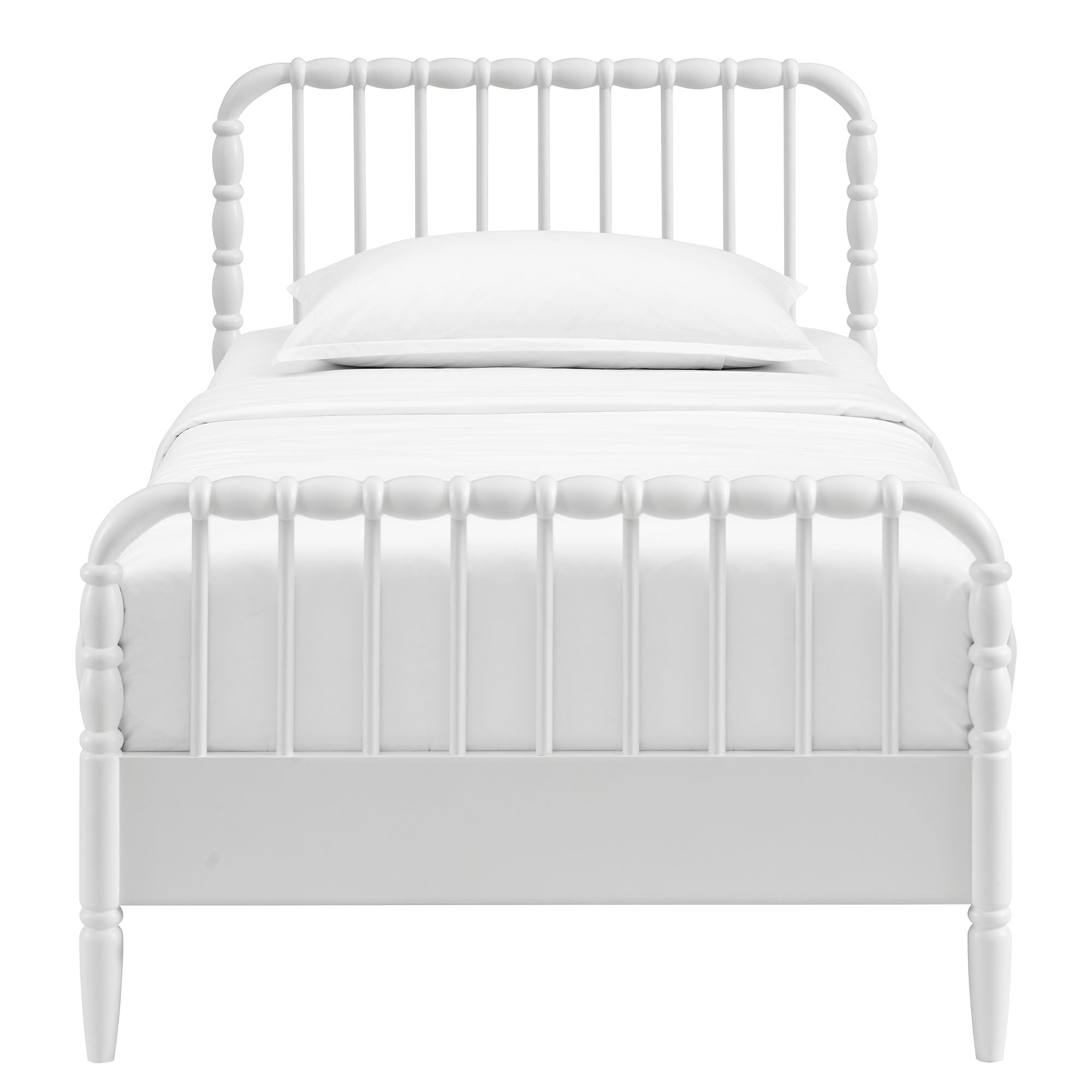 Arlette Twin Size Wood Spindle Bed Frame - White