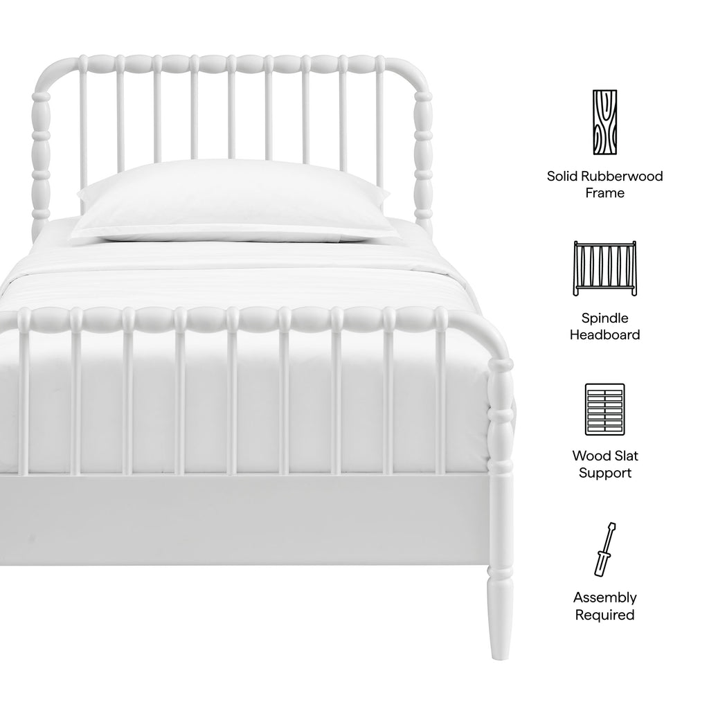 Arlette Twin Size Wood Spindle Bed Frame - White