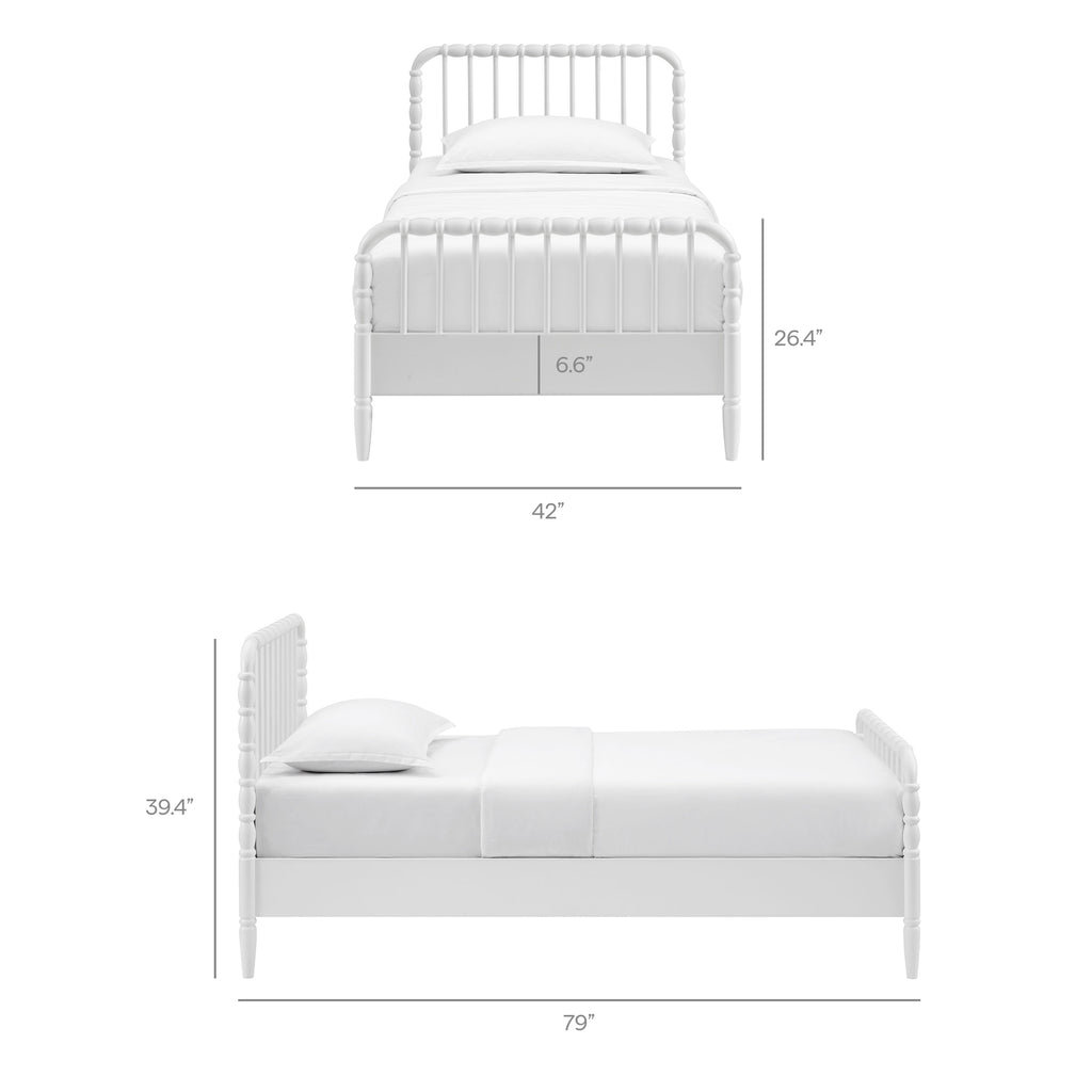 Arlette Twin Size Wood Spindle Bed Frame - White