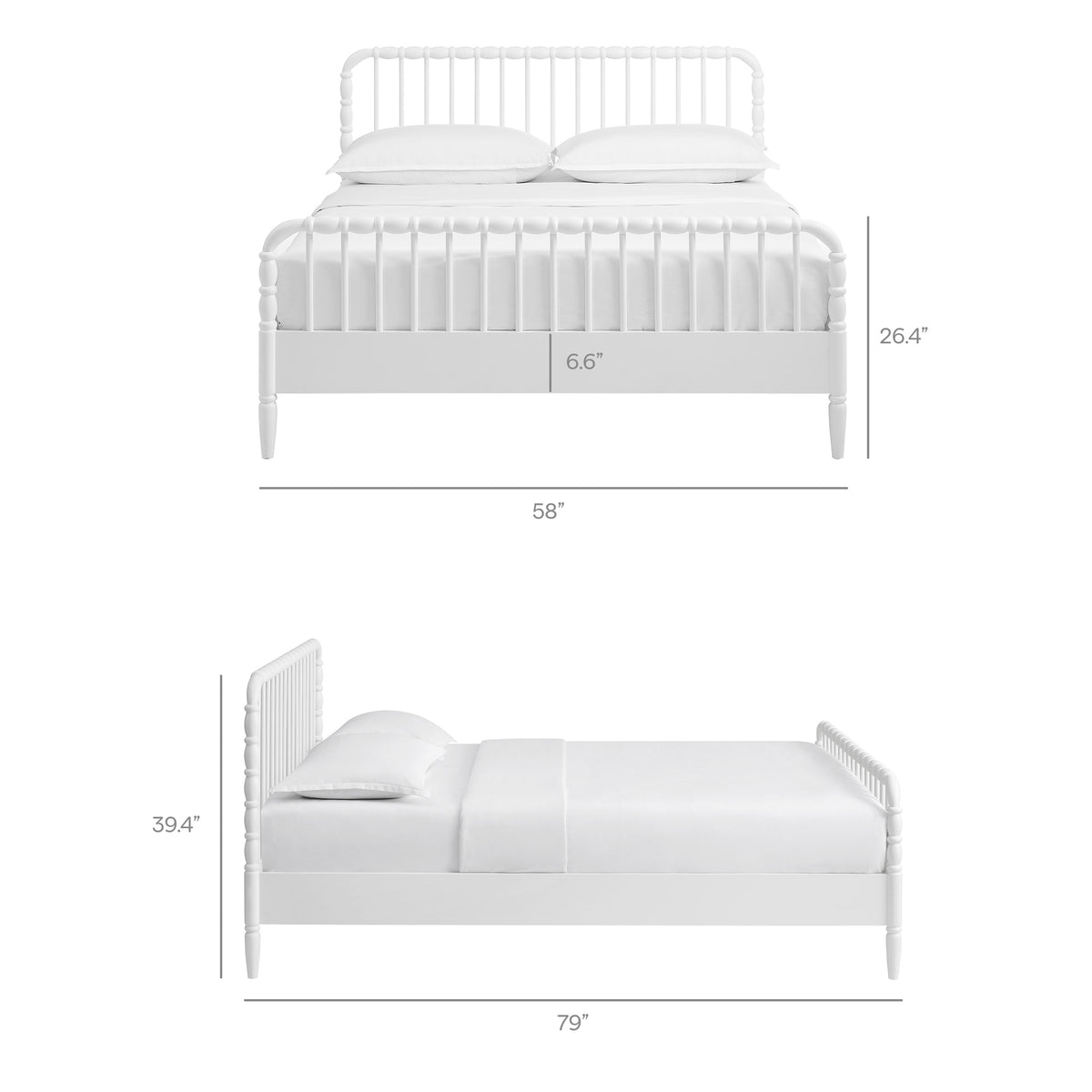 Arlette Full Size Wood Spindle Bed Frame - White