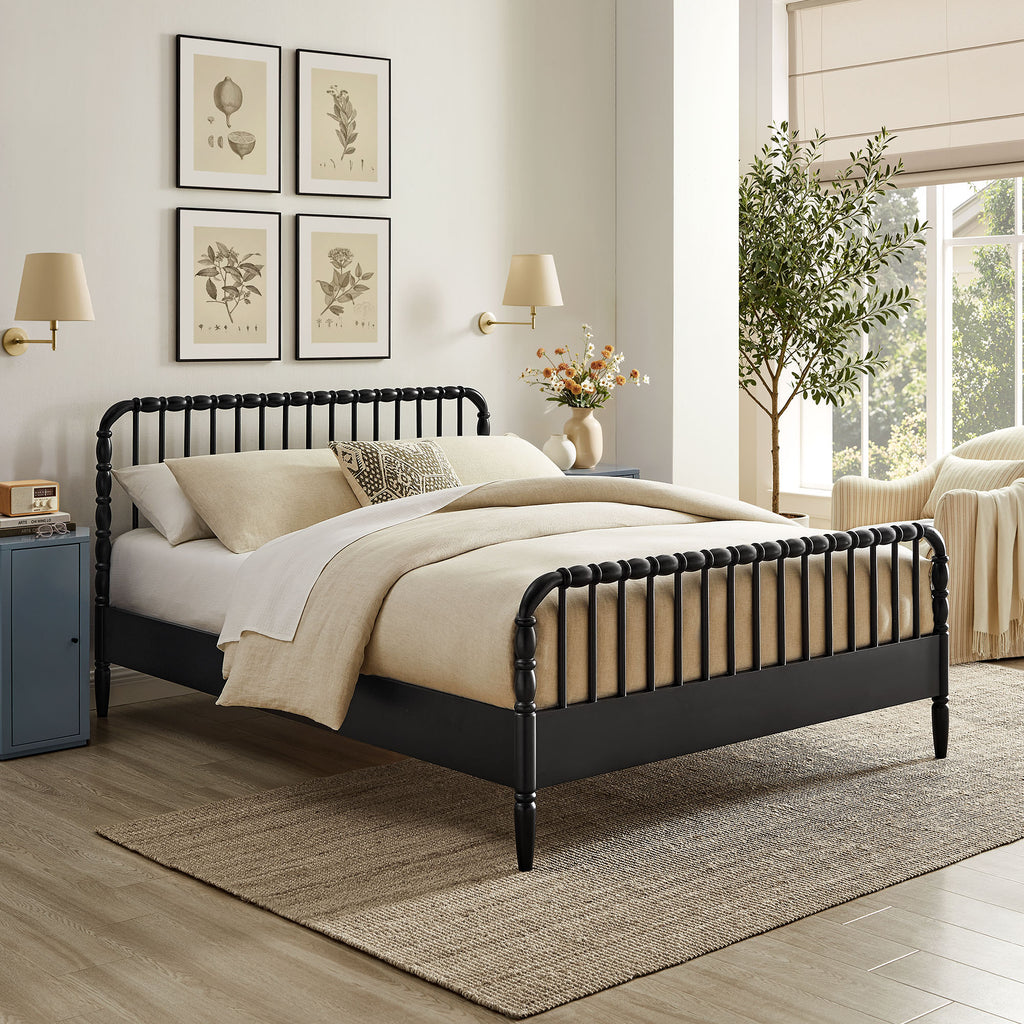 Arlette Queen Size Wood Spindle Bed Frame - Black