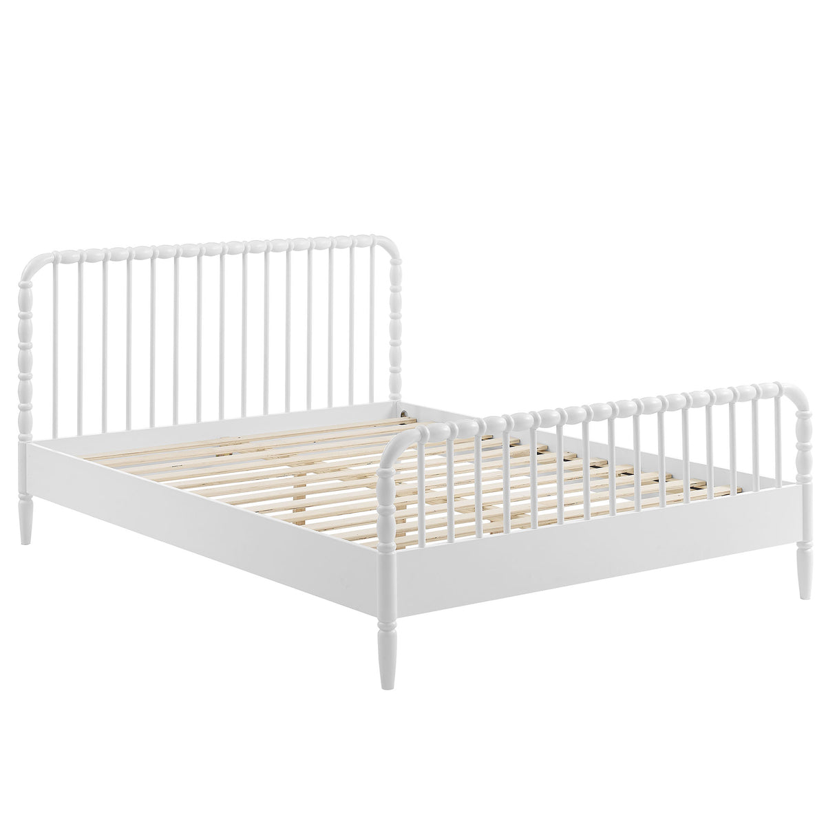 Arlette Queen Size Wood Spindle Bed Frame - White