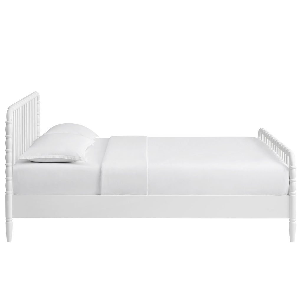 Arlette Queen Size Wood Spindle Bed Frame - White