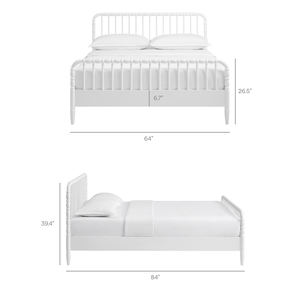 Arlette Queen Size Wood Spindle Bed Frame - White