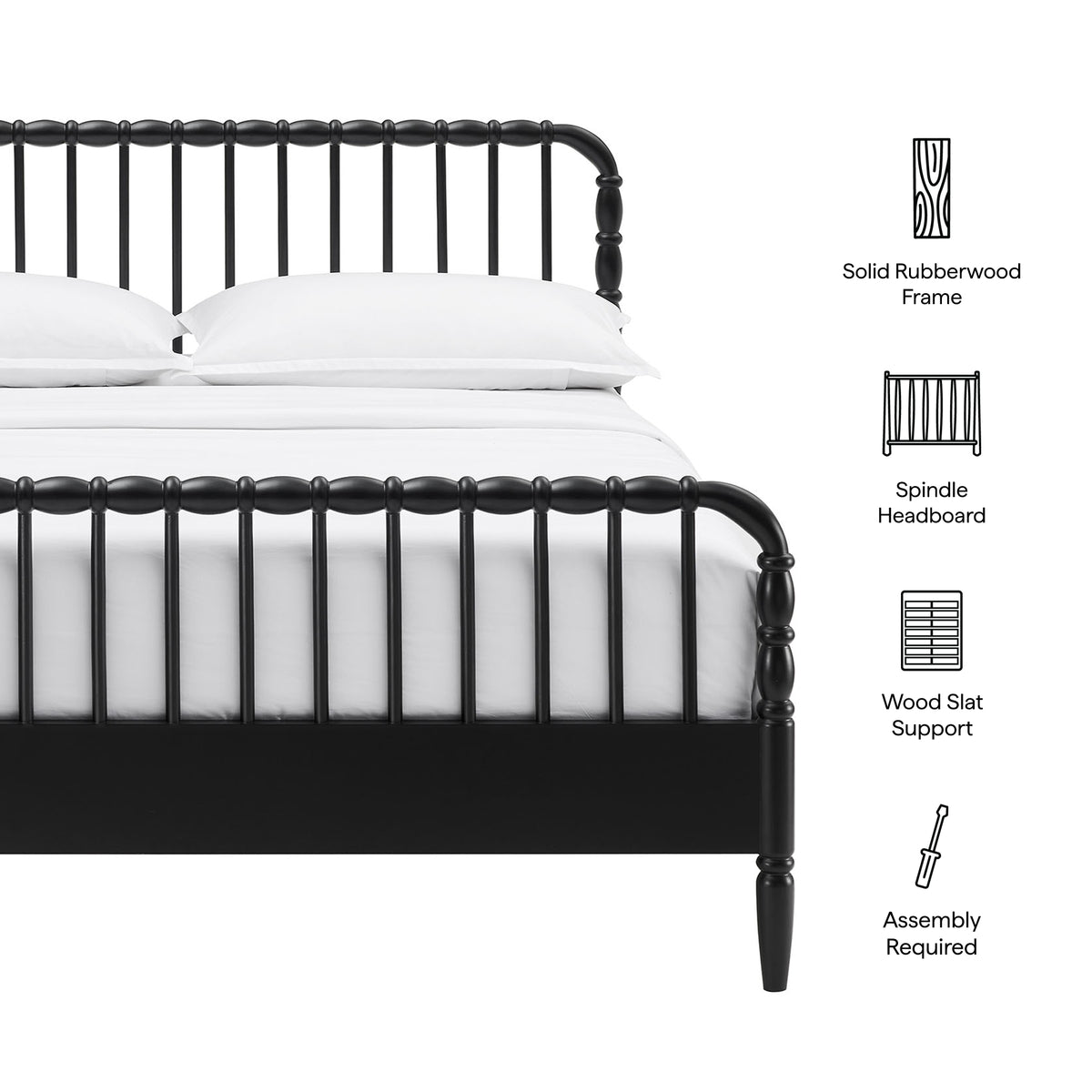 Arlette King Size Wood Spindle Bed Frame - Black