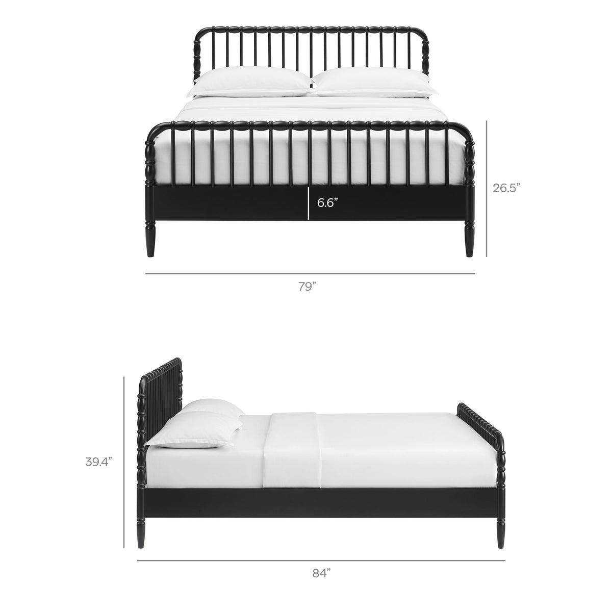 Arlette King Size Wood Spindle Bed Frame - Black