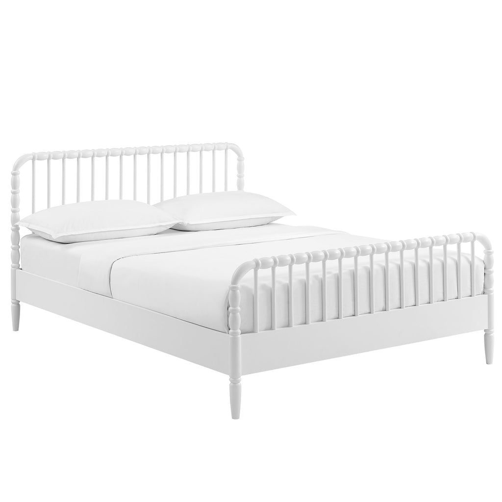 Arlette King Size Wood Spindle Bed Frame - White