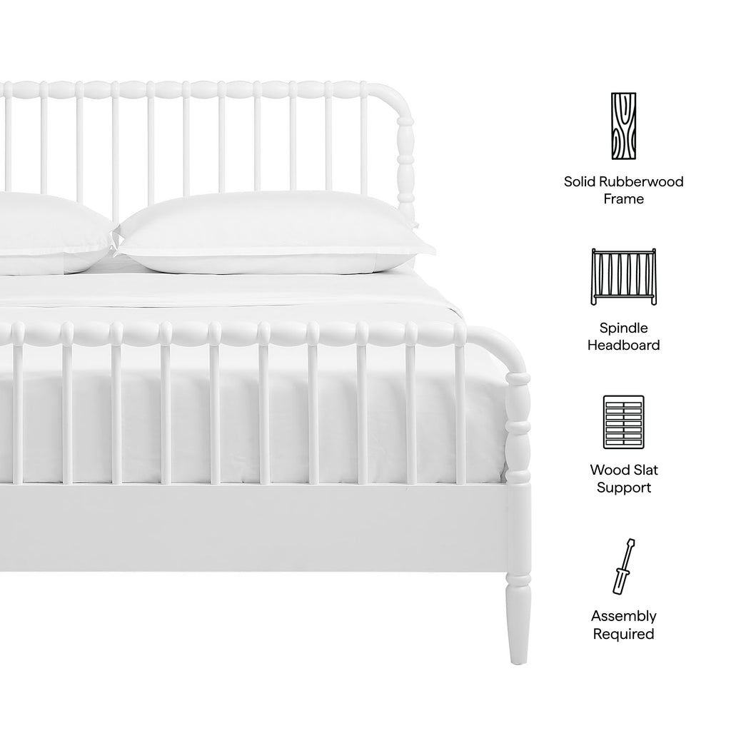 Arlette King Size Wood Spindle Bed Frame - White