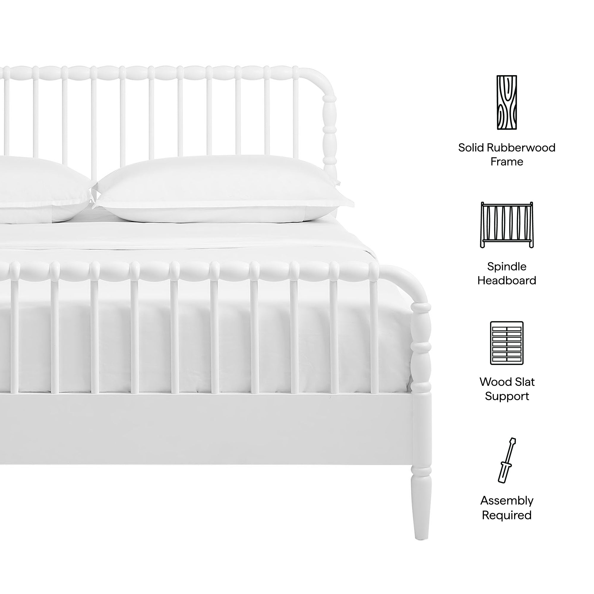 Arlette King Size Wood Spindle Bed Frame - White