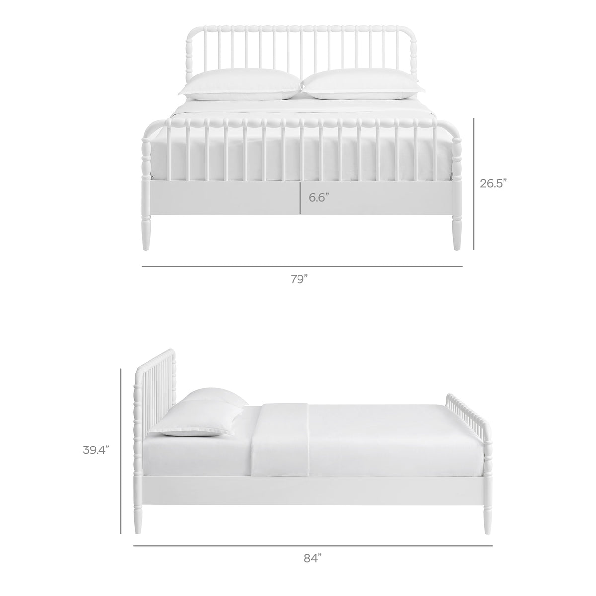 Arlette King Size Wood Spindle Bed Frame - White