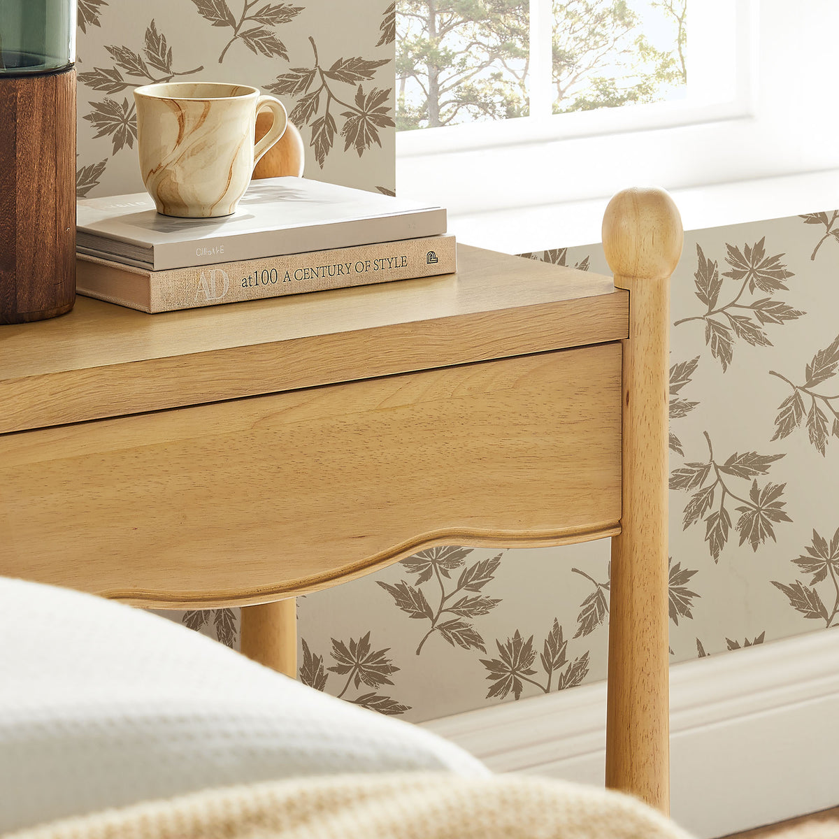 Darcy Wood Nightstand or Side Table - Oak