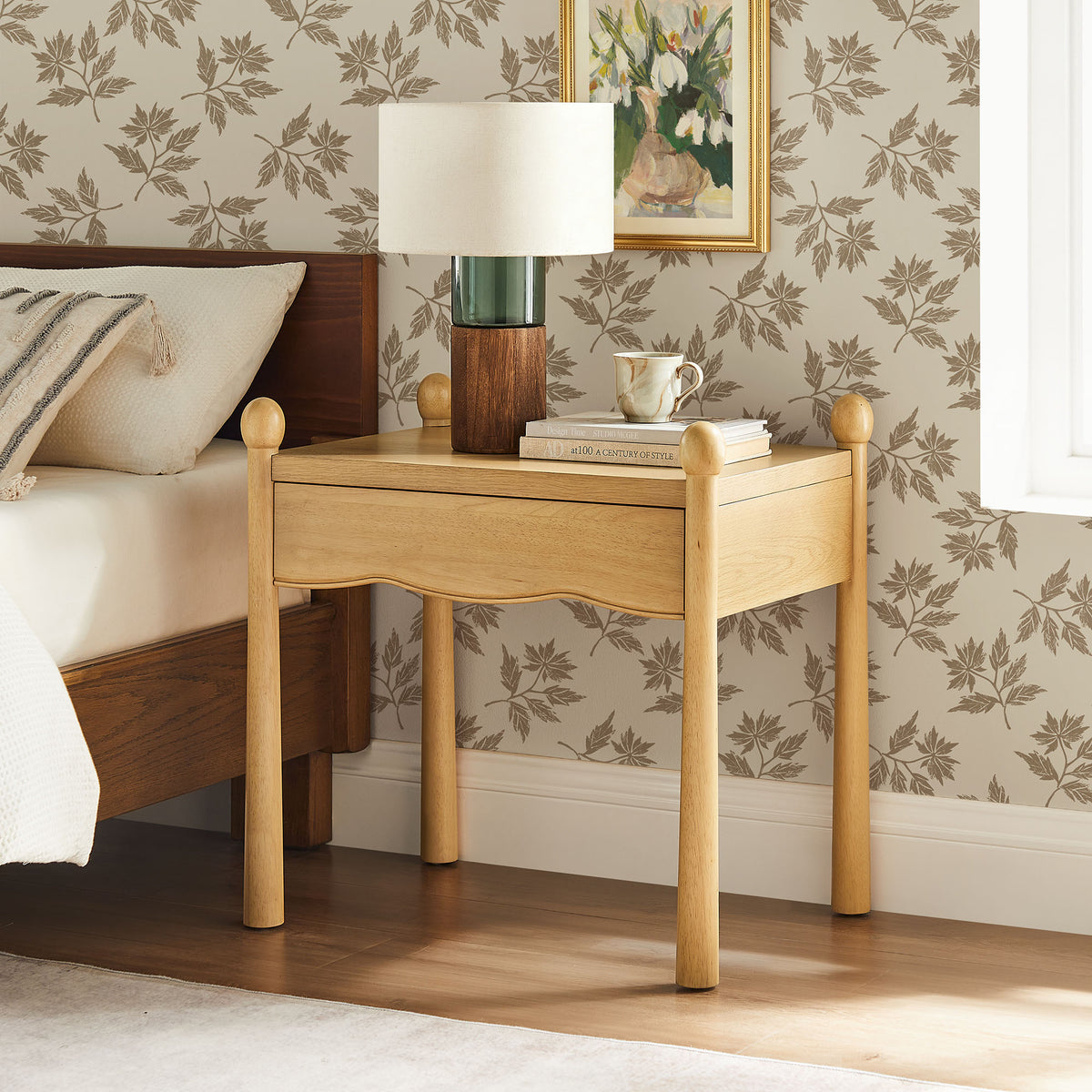 Darcy Wood Nightstand or Side Table - Oak