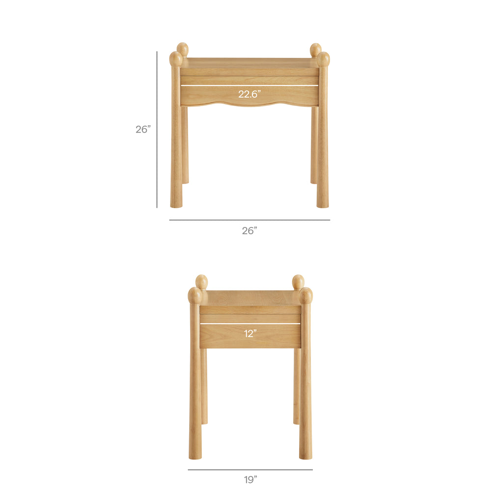 Darcy Wood Nightstand or Side Table - Oak