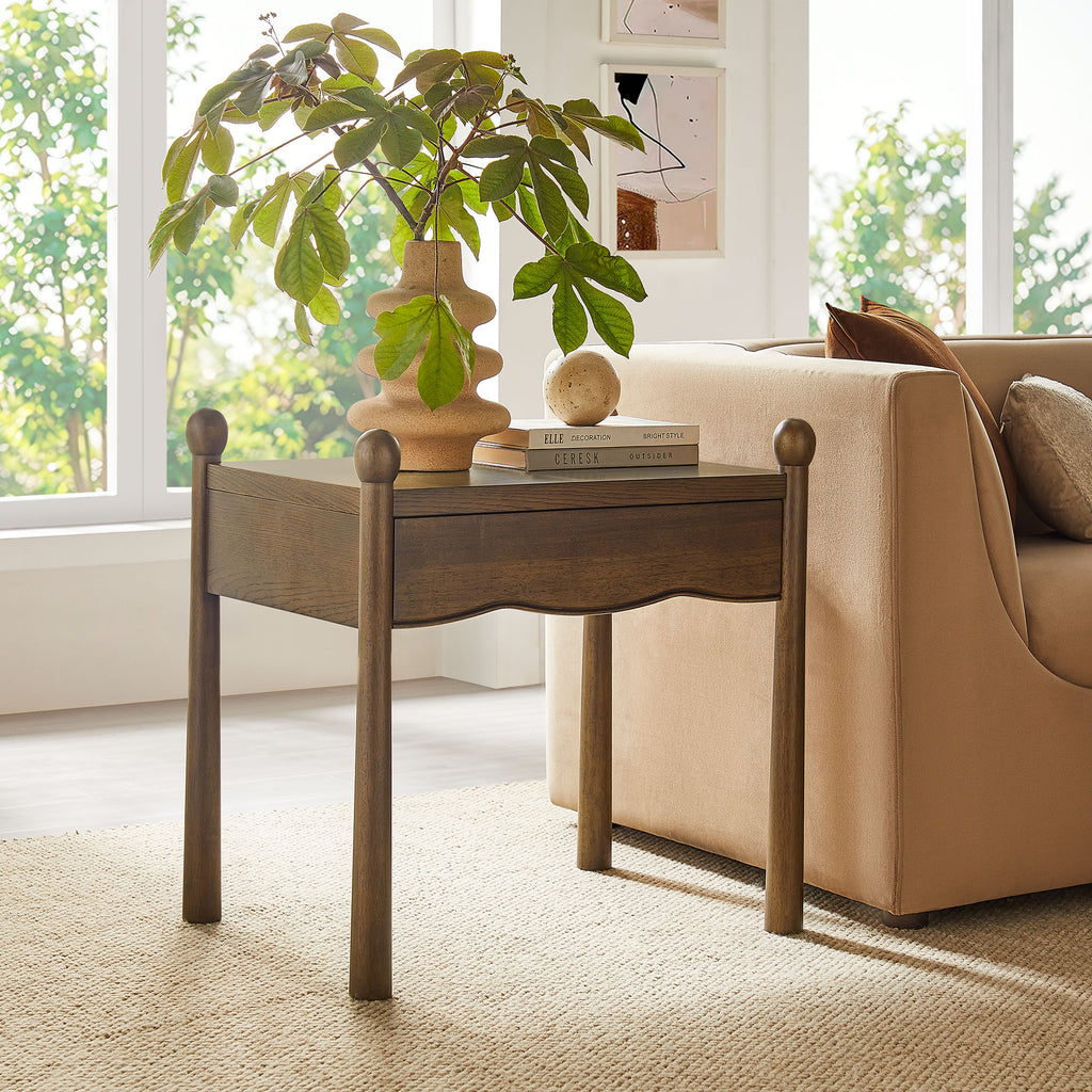 Darcy Wood Nightstand or Side Table - Walnut