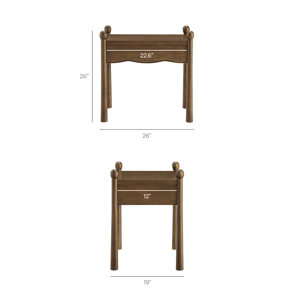Darcy Wood Nightstand or Side Table - Walnut