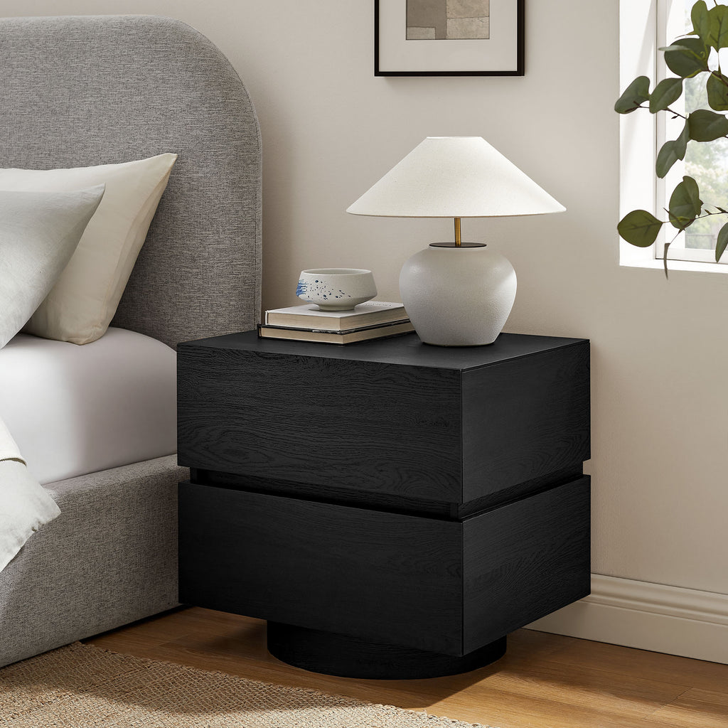 Koval Floating Pedestal 2-Drawer Nightstand - Black