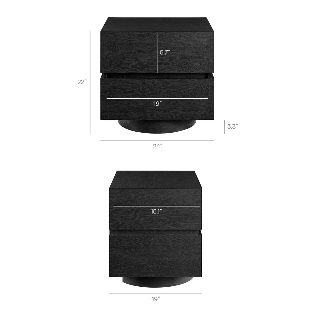 Koval Floating Pedestal 2-Drawer Nightstand - Black