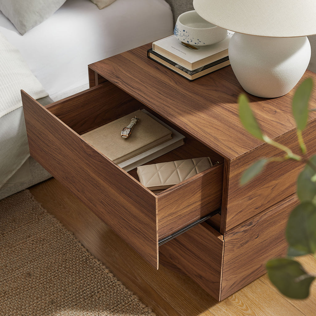Koval Floating Pedestal 2-Drawer Nightstand - Walnut
