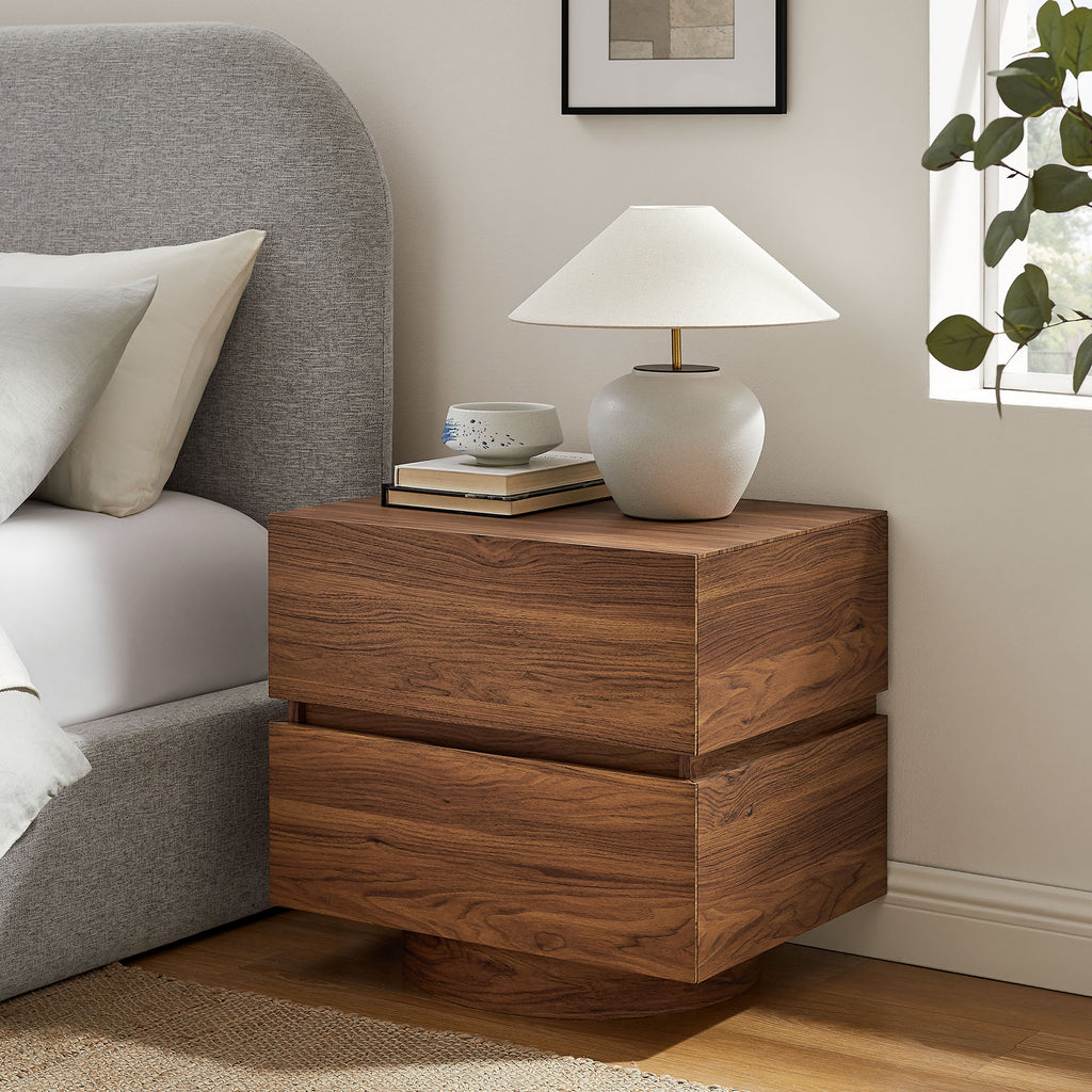 Koval Floating Pedestal 2-Drawer Nightstand - Walnut