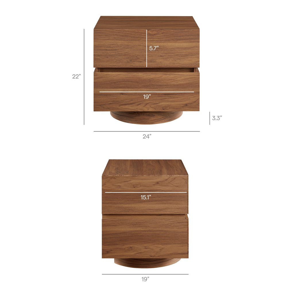 Koval Floating Pedestal 2-Drawer Nightstand - Walnut