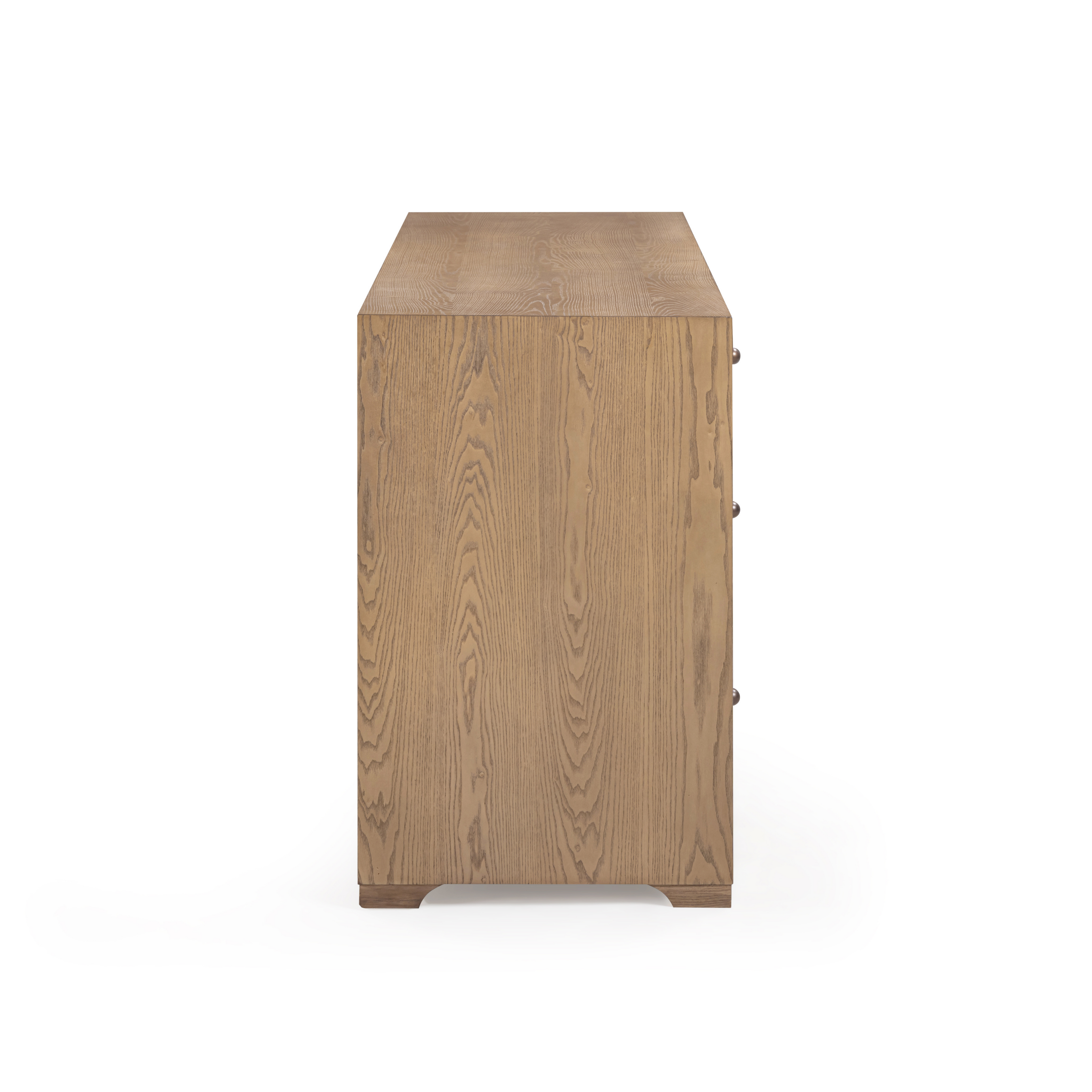Laurentis 64" Light Taupe Suede and Wood 6-Drawer Dresser