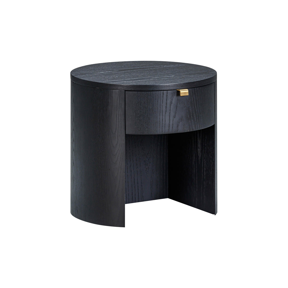 Marlow 19" Wood Round Nightstand With Drawer — Black null