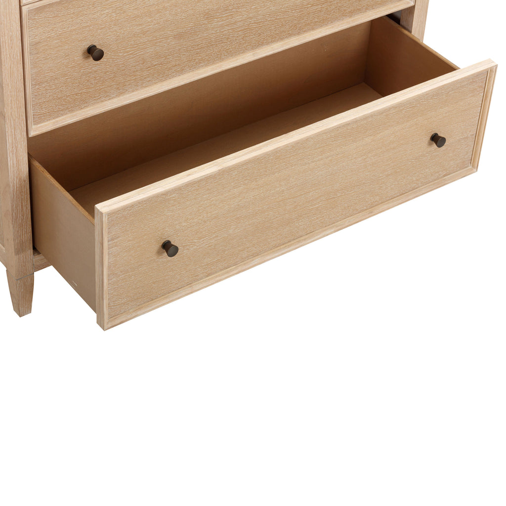 Bristol Park 40" Whitewashed Oak Wood 7-Drawer Chest