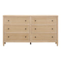 Bristol Park 62" Whitewashed Oak Wood 6-Drawer Dresser