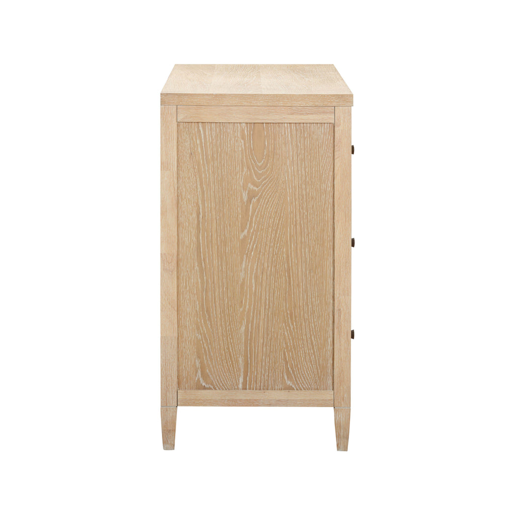 Bristol Park 62" Whitewashed Oak Wood 6-Drawer Dresser