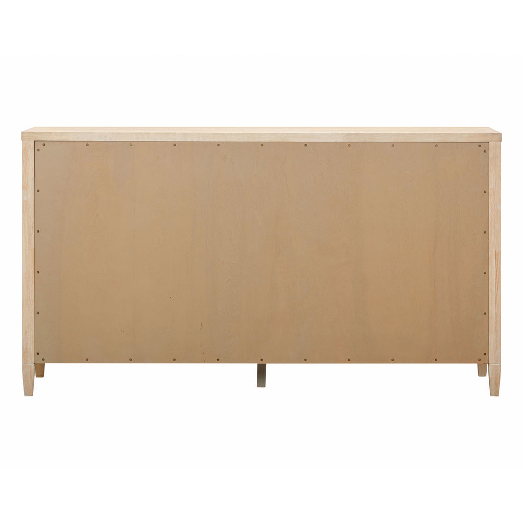 Bristol Park 62" Whitewashed Oak Wood 6-Drawer Dresser