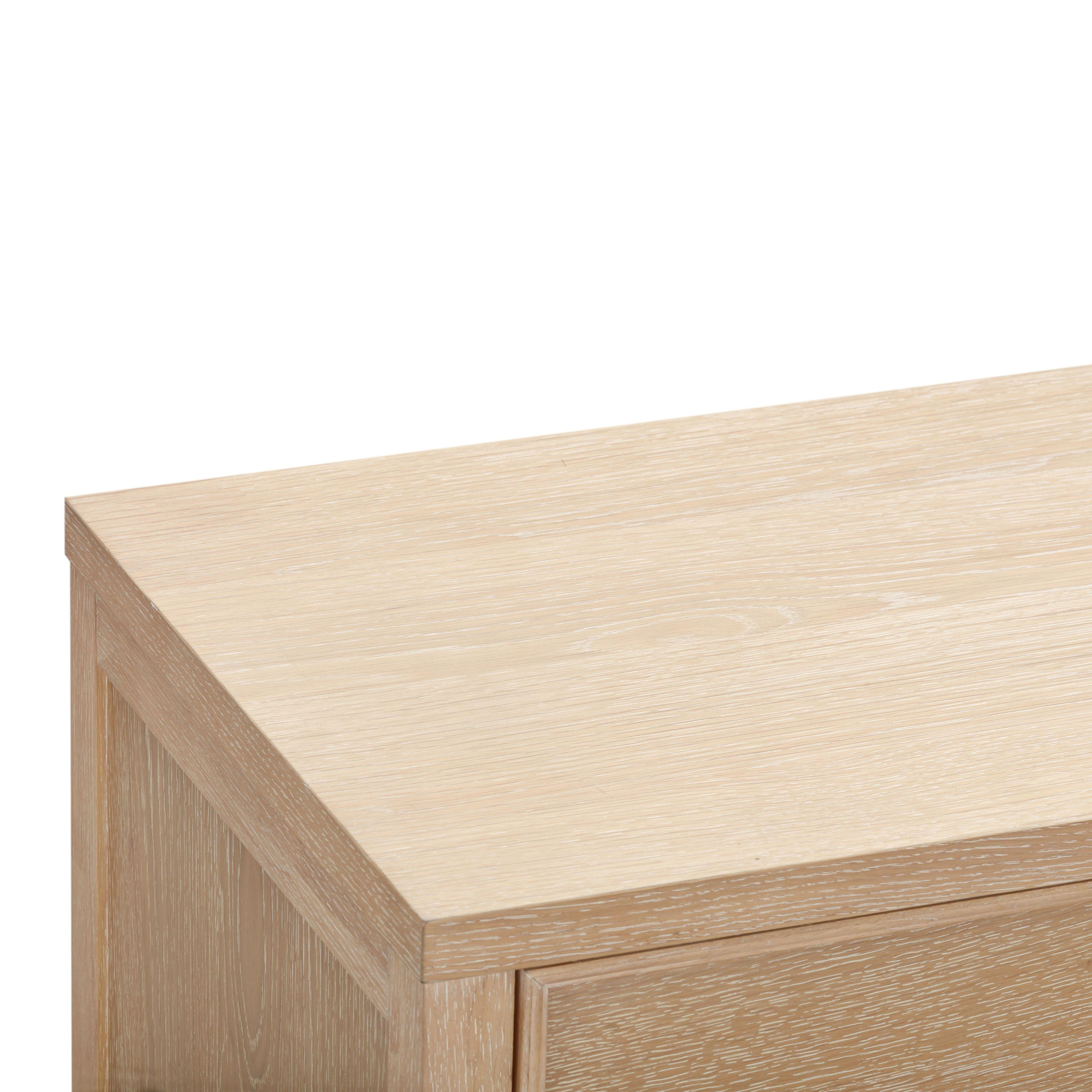 Bristol Park 62" Whitewashed Oak Wood 6-Drawer Dresser