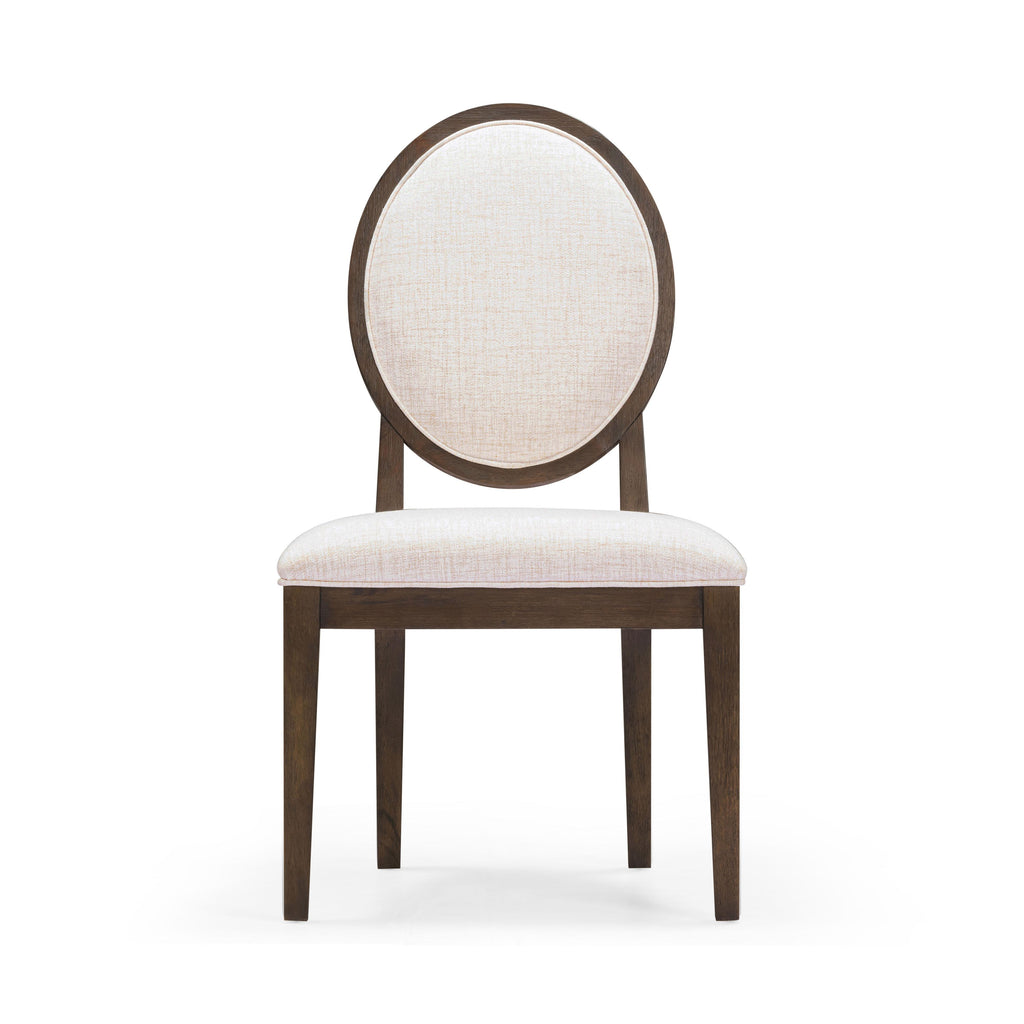 Mila Dark Brown and Beige Performance Fabric Dining Chair - Set of 2