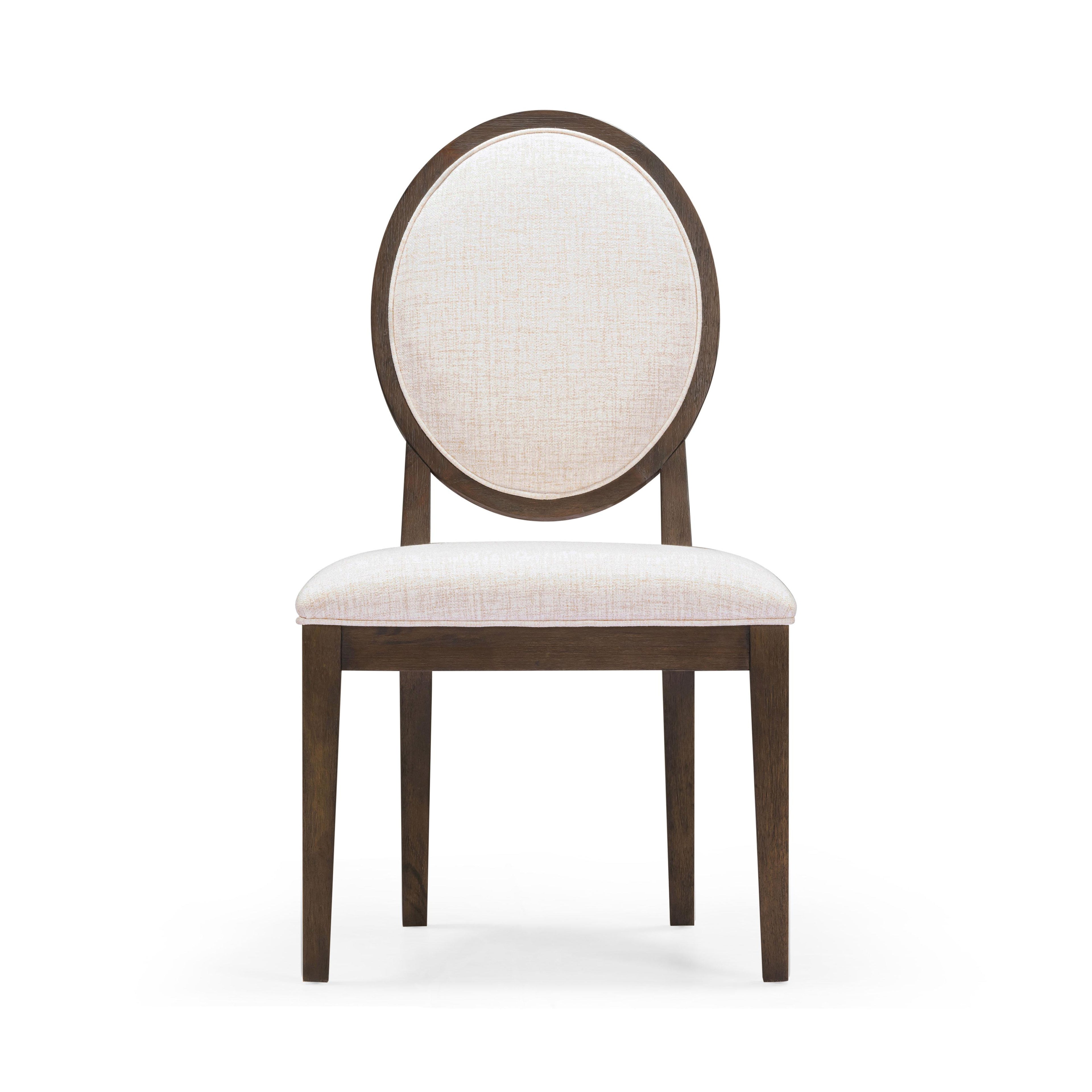 Mila Dark Brown and Beige Performance Fabric Dining Chair - Set of 2