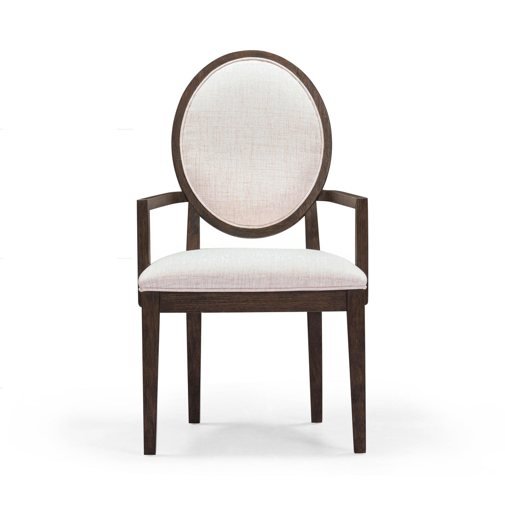 Mila Dark Brown and Beige Performance Fabric Dining Armchair