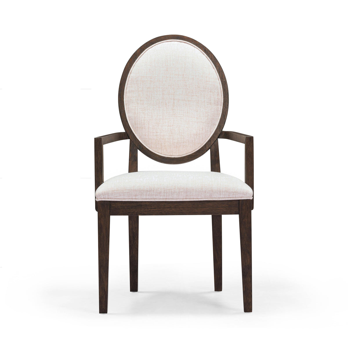 Mila Dark Brown and Beige Performance Fabric Dining Armchair