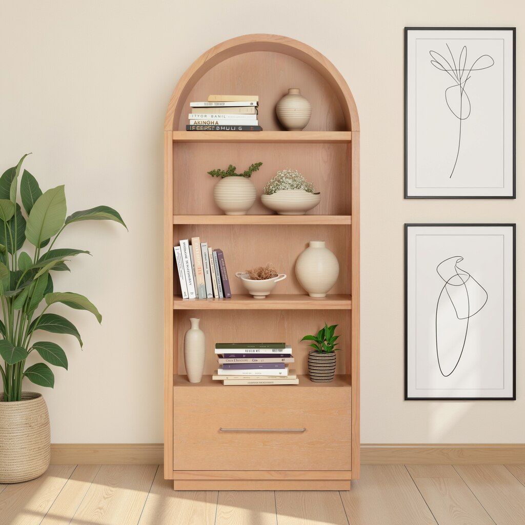 Marlow Wood Bookcase With File Drawer