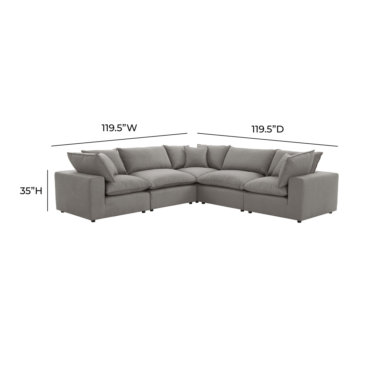Cali 5-Piece Performance Fabric Modular L-Sectional