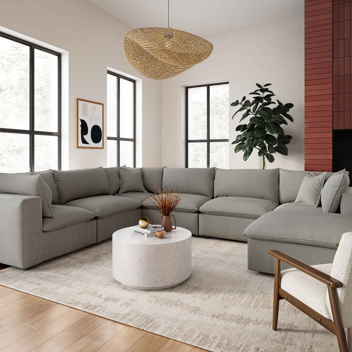 Cali 7-Piece Performance Fabric Modular Large Chaise Sectional