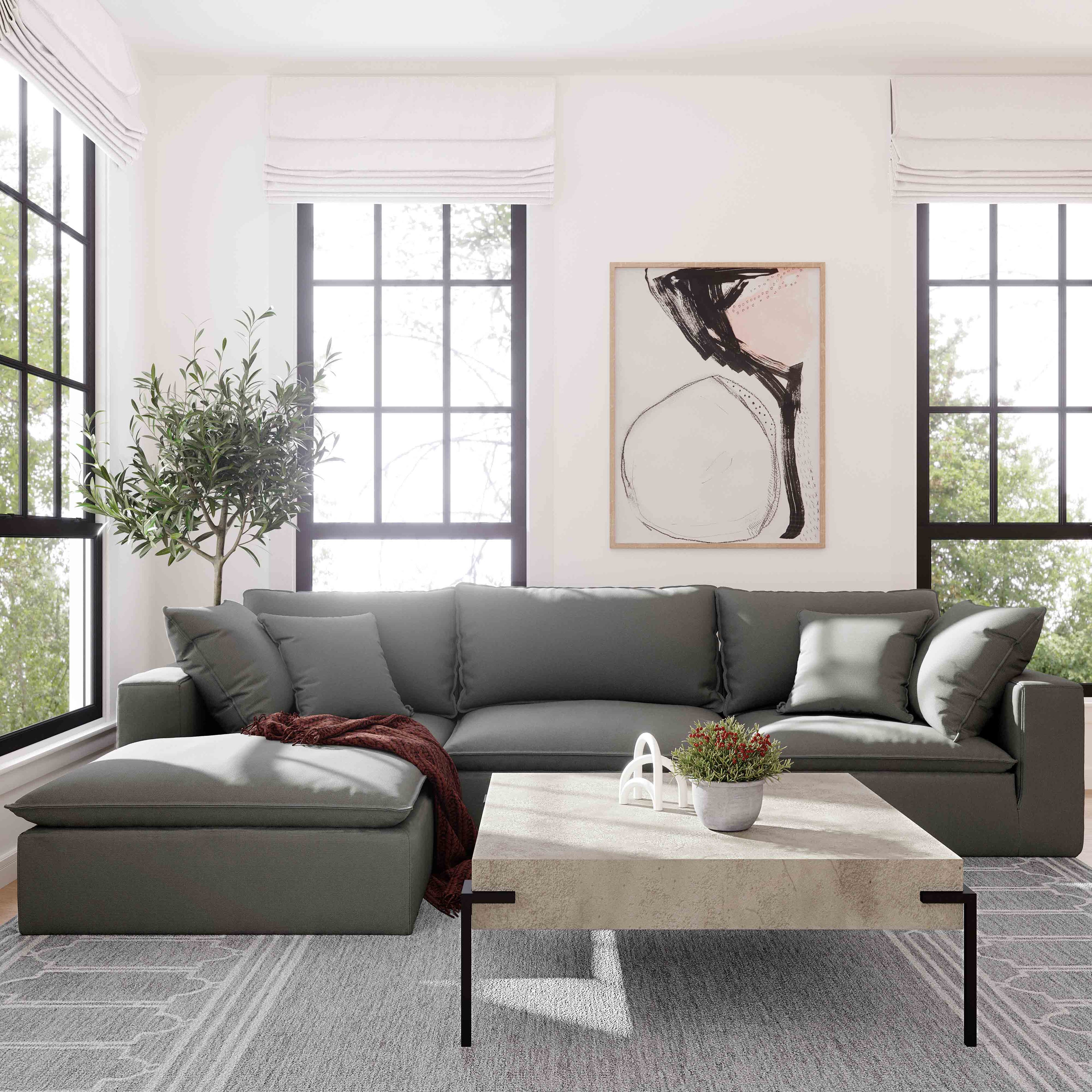 Cali Performance Fabric Ottoman