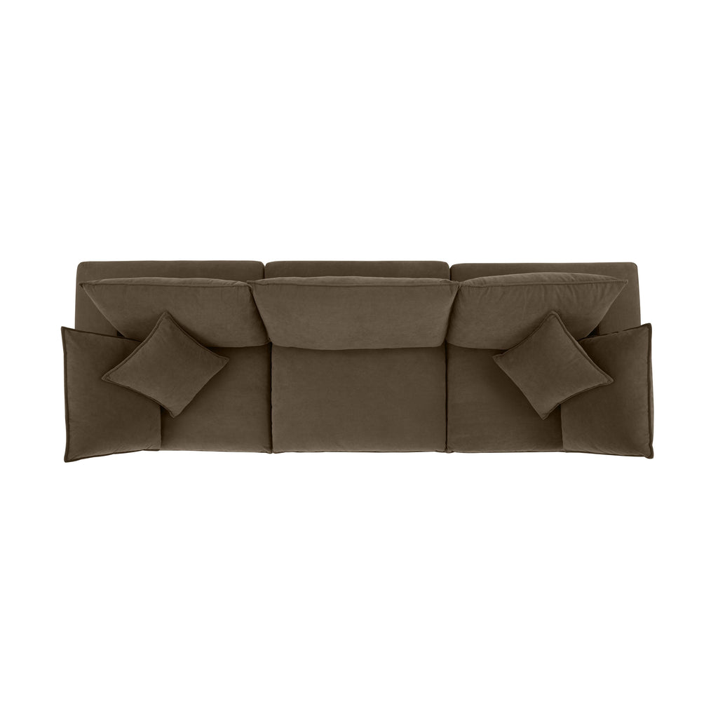Cali 120" Chocolate Brown Performance Velvet Modular Sofa