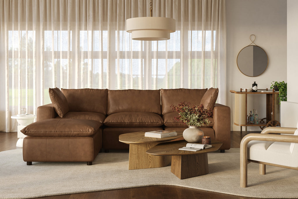 Cali 4-Piece Brown Leather Modular Sectional