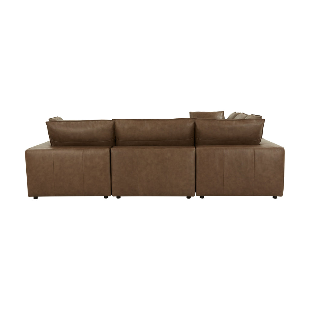Cali 5-Piece Brown Leather Modular L-Sectional
