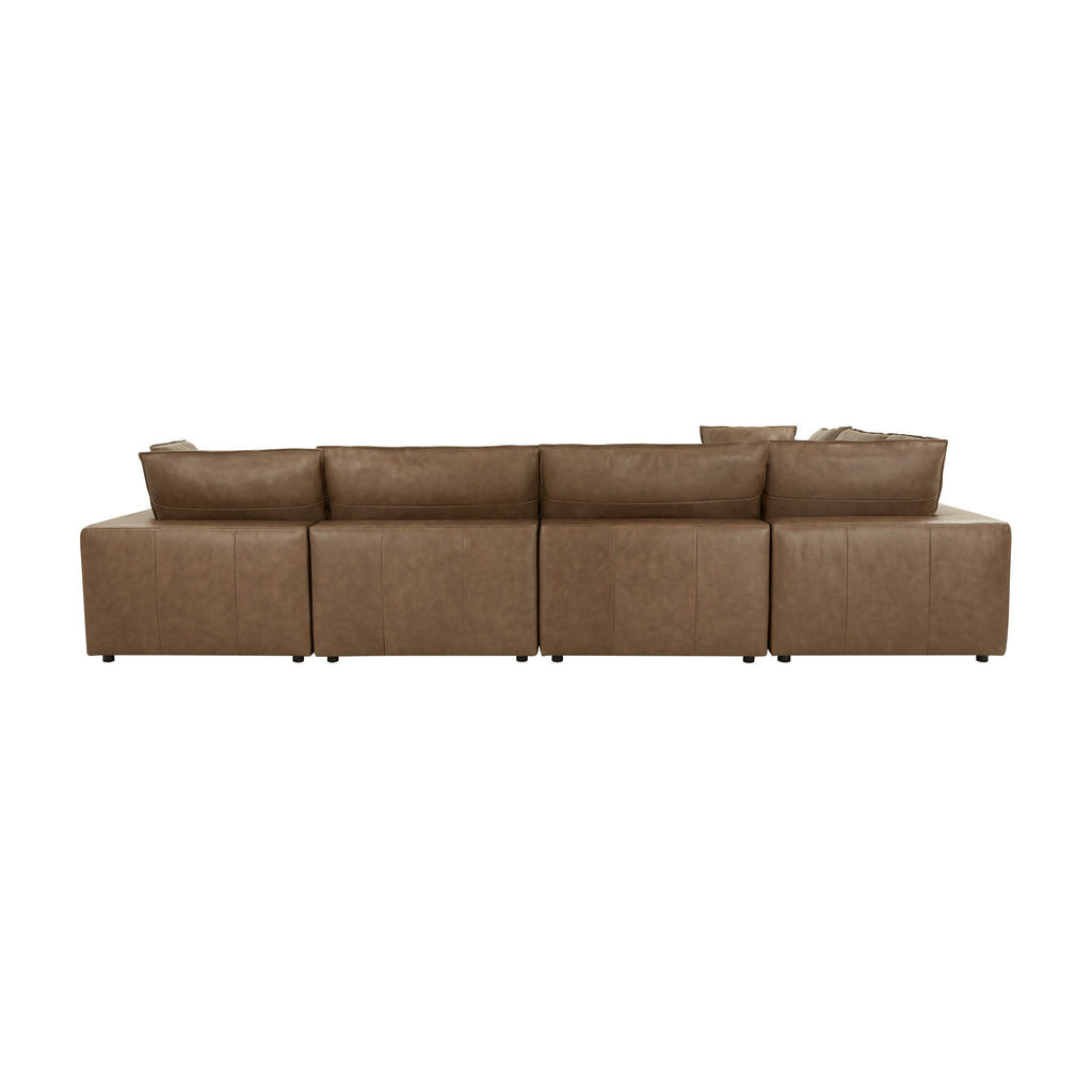 Cali 7-Piece Brown Leather Modular Large Chaise Sectional